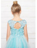 Turquoise Lace Tulle Flower Girl Dress Tutu Dress Birthday Girl Dress